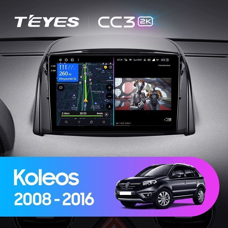 Штатная магнитола Teyes CC3 2K для Renault Koleos 2008-2016 на Android 10