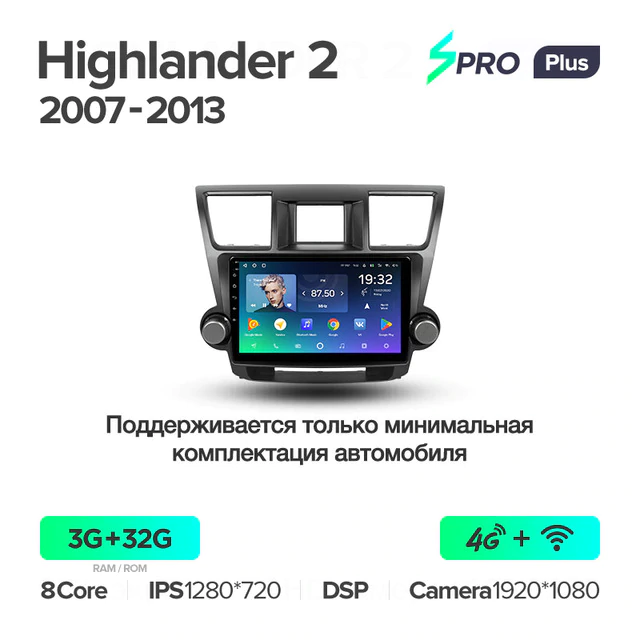 Штатная магнитола Teyes SPRO+ для Toyota Highlander 2 XU40 2007-2014 на Android 10