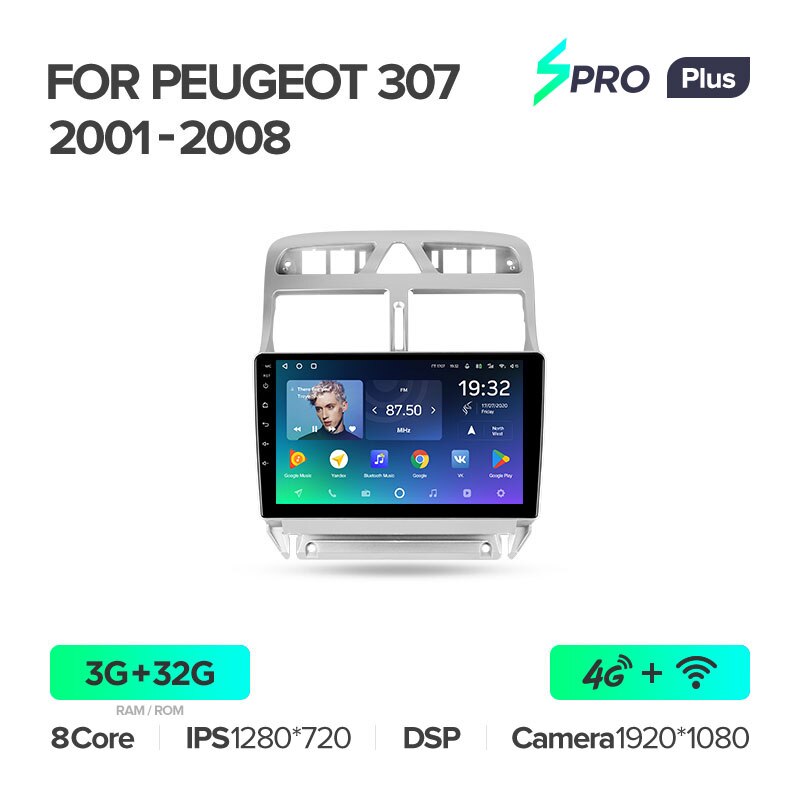Штатная магнитола Teyes SPRO+ для Peugeot 307 1 2001-2008 на Android 10