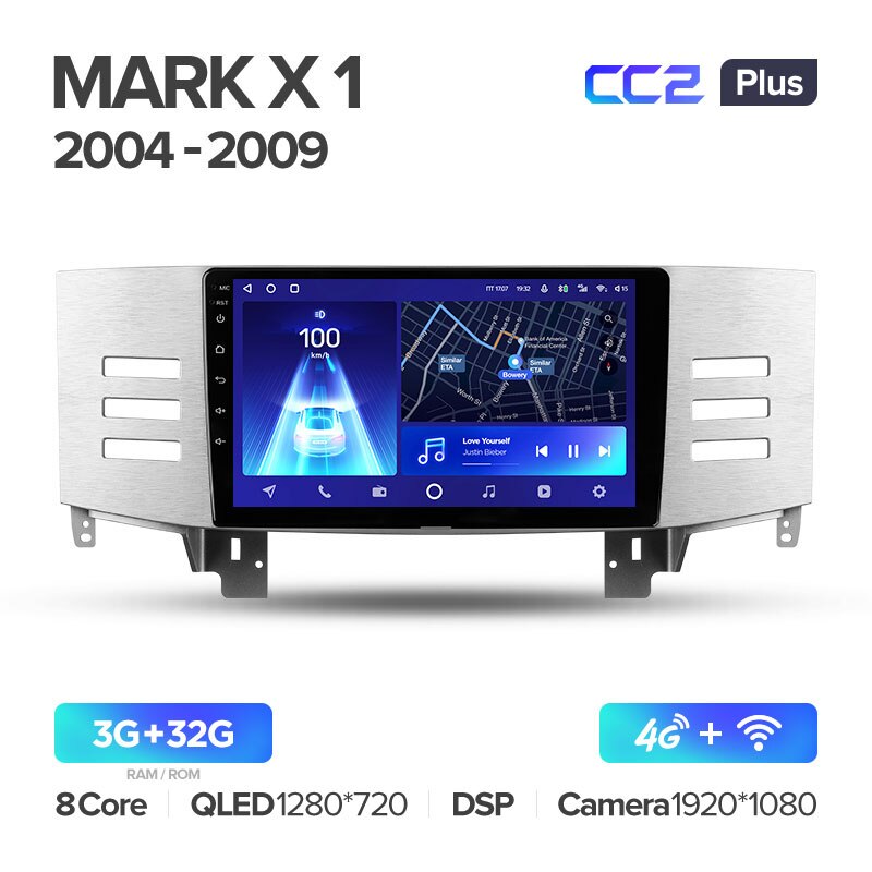 Штатная магнитола Teyes CC2PLUS для Toyota Mark X 1 X120 2004-2009 на Android 10