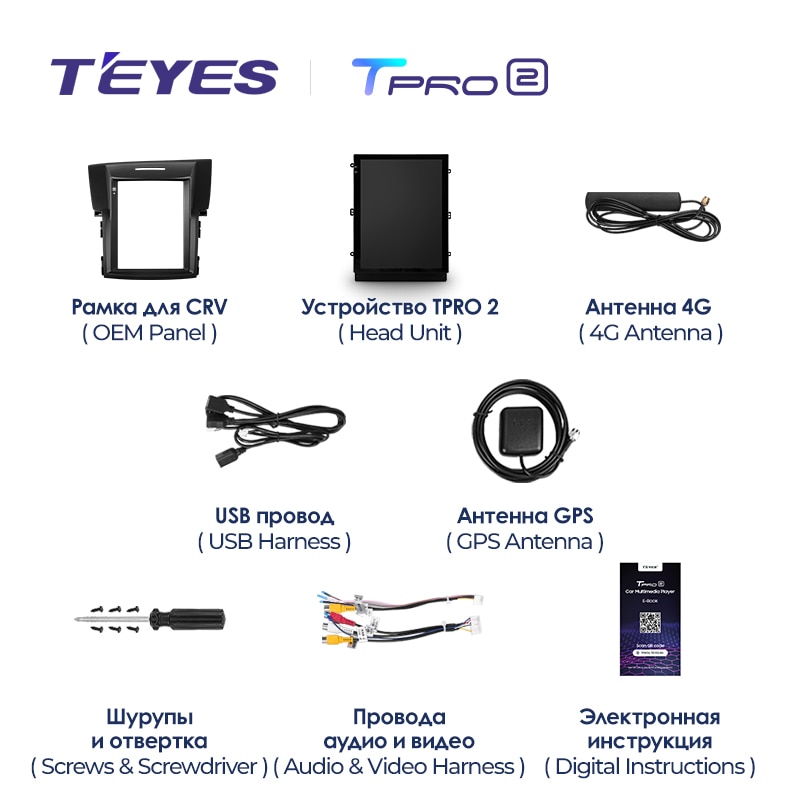 Штатная магнитола Teyes TPRO2 для Honda CRV 4 RM RE 2011-2015 на Android 10