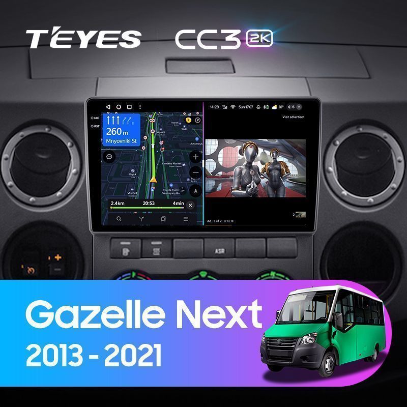 Штатная магнитола Teyes CC3 2K для GAZ Gazelle Next 2013-2021 на Android 10