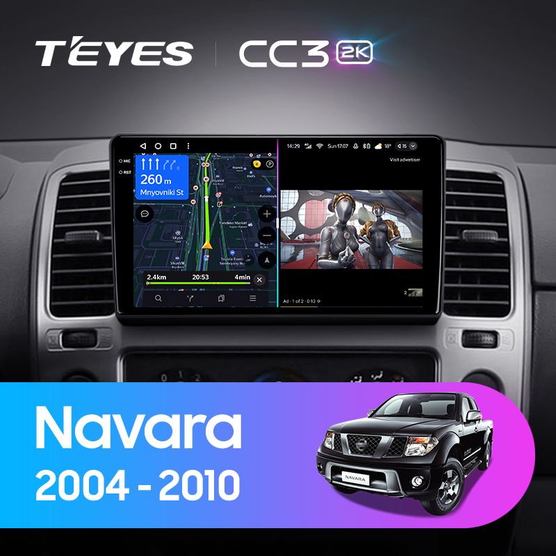 Штатная магнитола Teyes CC3 2K для Nissan Navara 3 D40 2004-2010 на Android 10
