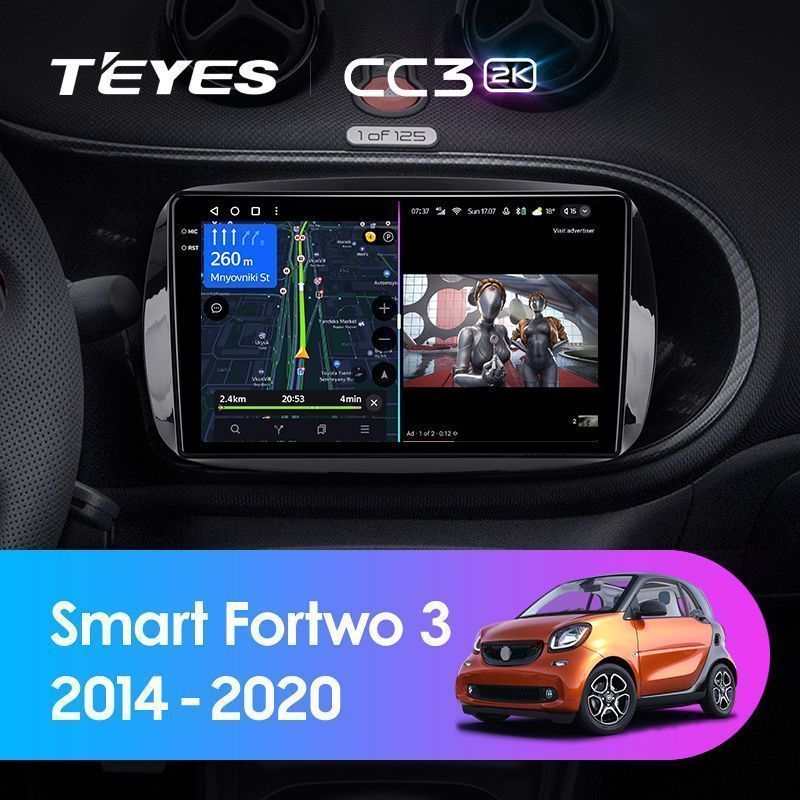 Штатная магнитола Teyes CC3 2K для Mercedes-Benz Smart Fortwo 3 2014-2020 на Android 10