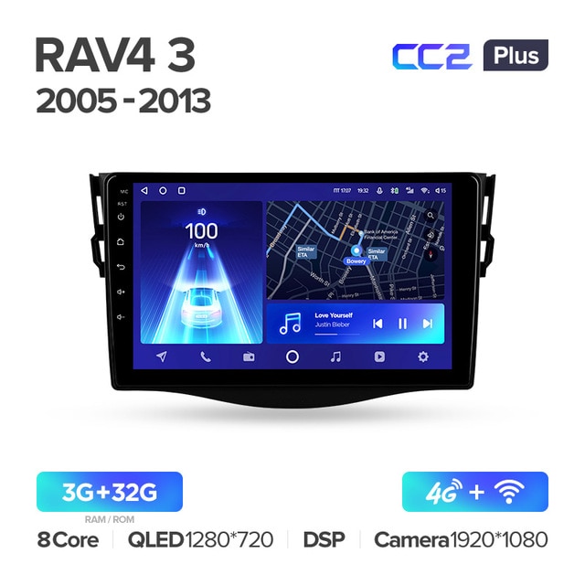 Штатная магнитола Teyes CC2PLUS для Toyota RAV4 XA30 2005-2013 на Android 10