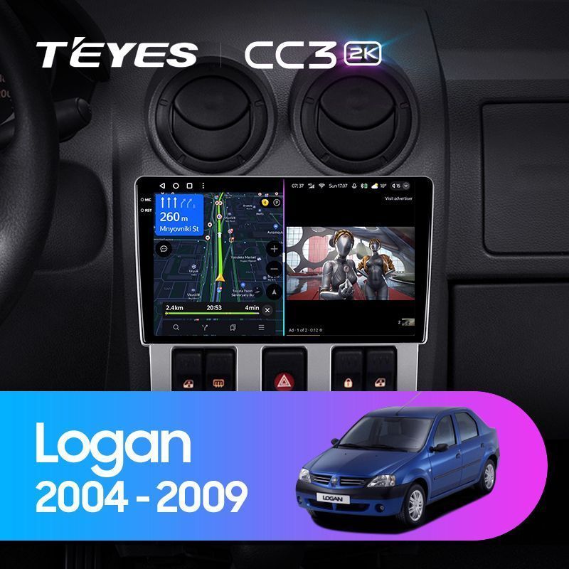 Штатная магнитола Teyes CC3 2K для Renault Logan 1 2004-2009 на Android 10