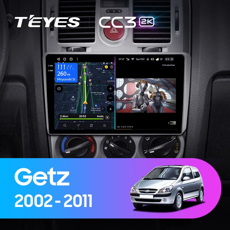 Штатная магнитола Teyes CC3 2K для Hyundai Getz 1 2002-2011 на Android 10