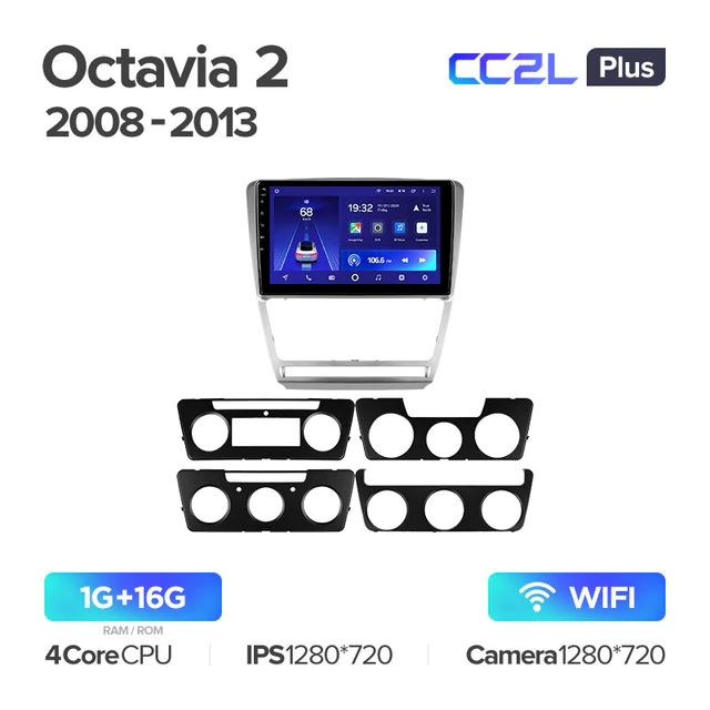 Штатная магнитола Teyes CC2L PLUS для Skoda Octavia 2 A5 2008-2013 на Android 8.1
