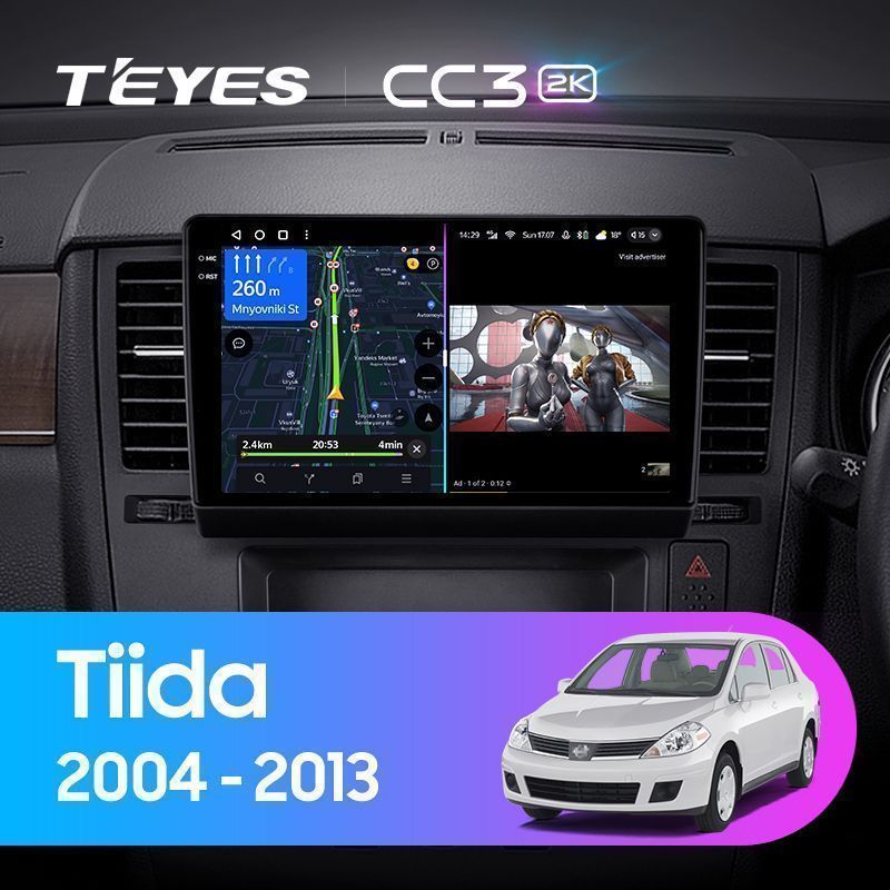 Штатная магнитола Teyes CC3 2K для Nissan Tiida C11 2004-2013 на Android 10