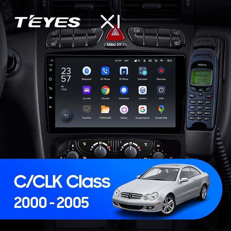 Штатная магнитола Teyes X1 для Mercedes-Benz C/CLK Class 2000-2005 на Android 10