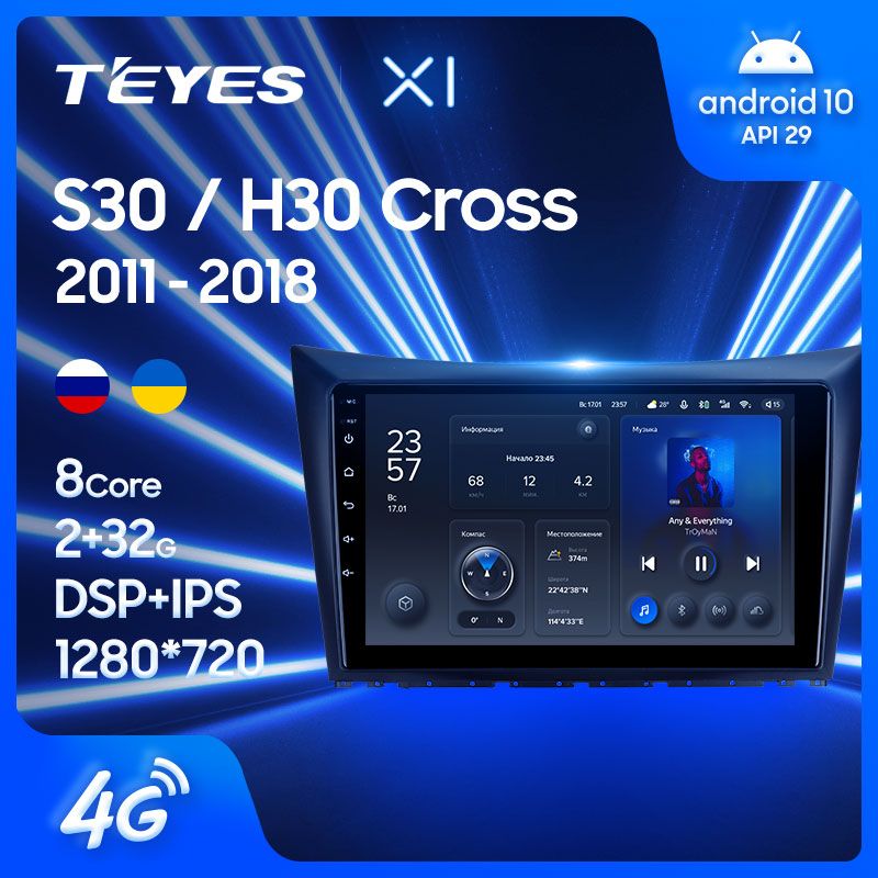 Штатная магнитола Teyes X1 для Dongfeng S30 H30 Cross 1 2011-2018 на Android 10