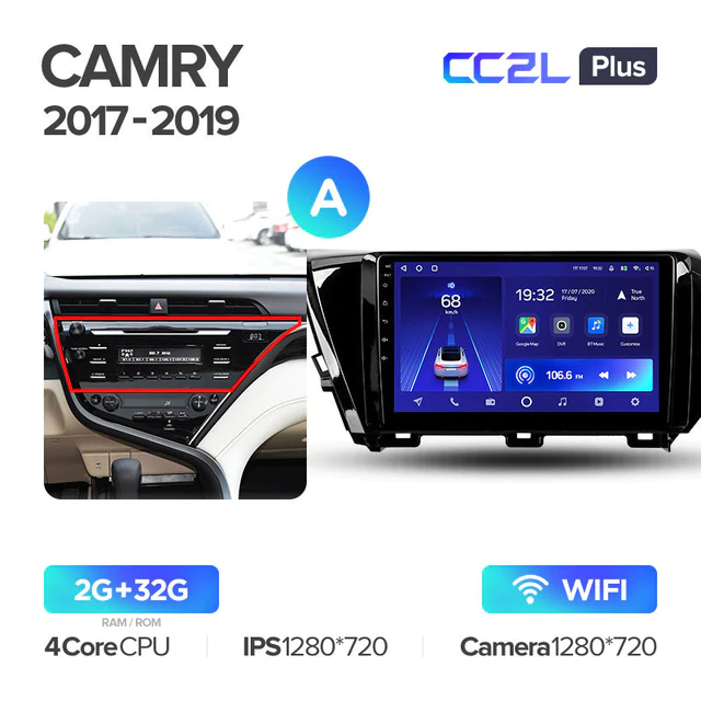 Штатная магнитола Teyes CC2L PLUS для Toyota Camry 8 XV 70 2017-2019 на Android 8.1