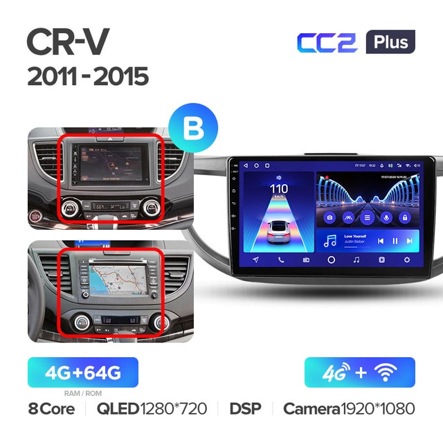 Штатная магнитола Teyes CC2PLUS для Honda CRV CR-V 4 RM RE 2011-2014 на Android 10