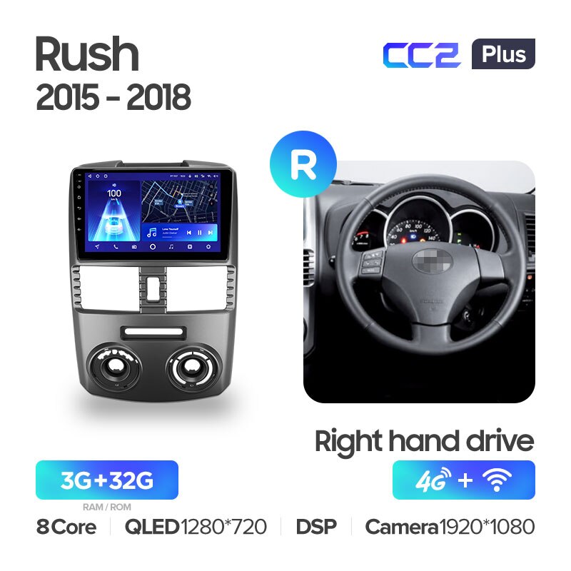 Штатная магнитола Teyes CC2PLUS для Toyota Rush 2015-2018 Right hand driver на Android 10