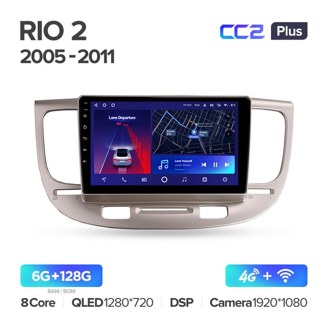 Штатная магнитола Teyes CC2PLUS для Kia RIO2 2005 - 2011 на Android 10