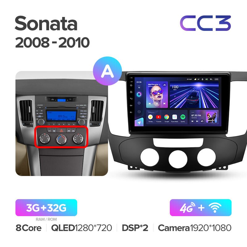 Штатная магнитола Teyes CC3 для Hyundai Sonata NF 2008-2010 на Android 10