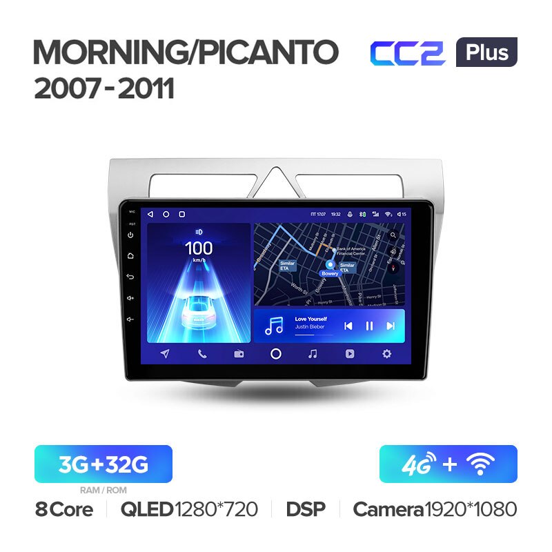 Штатная магнитола Teyes CC2PLUS для KIA Picanto 2007-2011 на Android 10