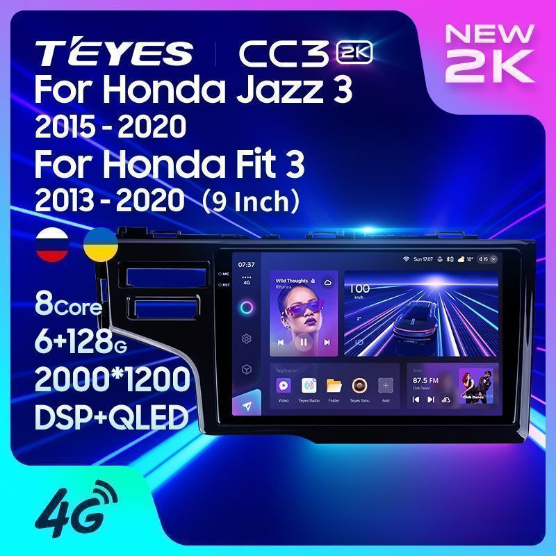 Штатная магнитола Teyes CC3 2K для Honda Jazz 3 2015-2020 Fit 3 GP GK 2013-2020 на Android 10