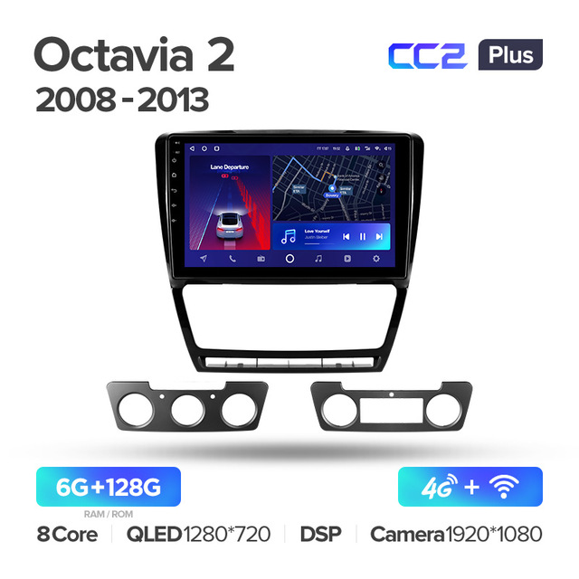 Штатная магнитола Teyes CC2PLUS для Skoda Octavia 2 A5 2008-2013 на Android 10