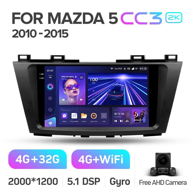 Штатная магнитола Teyes CC3 2K для Mazda 5 II CW 2010-2015 на Android 10