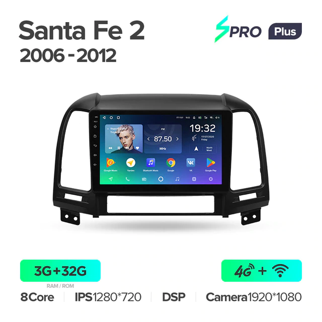 Штатная магнитола Teyes SPRO+ для Hyundai Santa Fe 2 2006-2012 на Android 10
