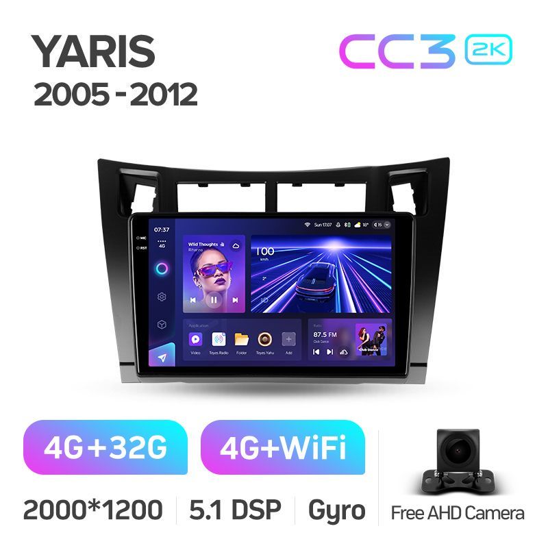 Штатная магнитола Teyes CC3 2K для Toyota Yaris XP90 2005-2012 на Android 10