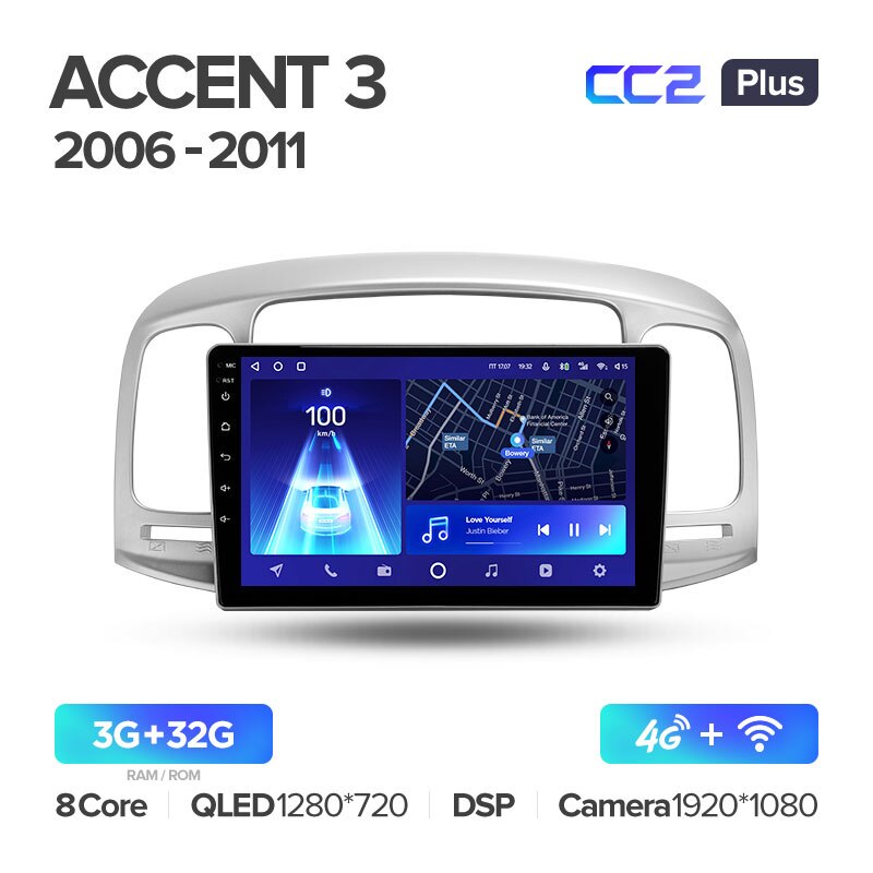 Штатная магнитола Teyes CC2PLUS для Hyundai Accent 3 2006-2011 на Android 10