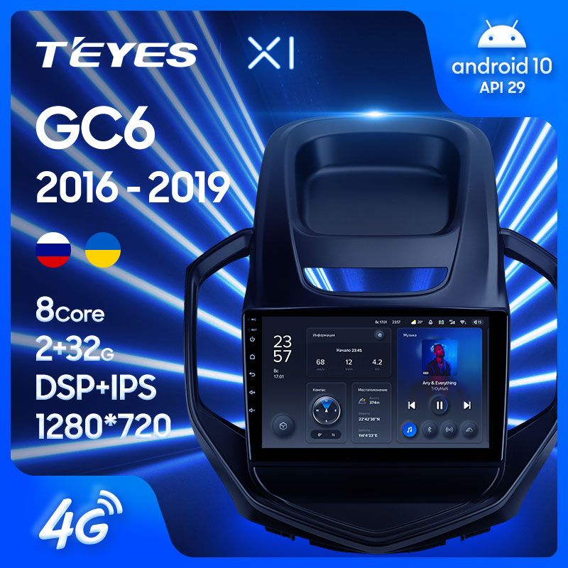 Штатная магнитола Teyes X1 для Geely GC6 2016-2019 на Android 10