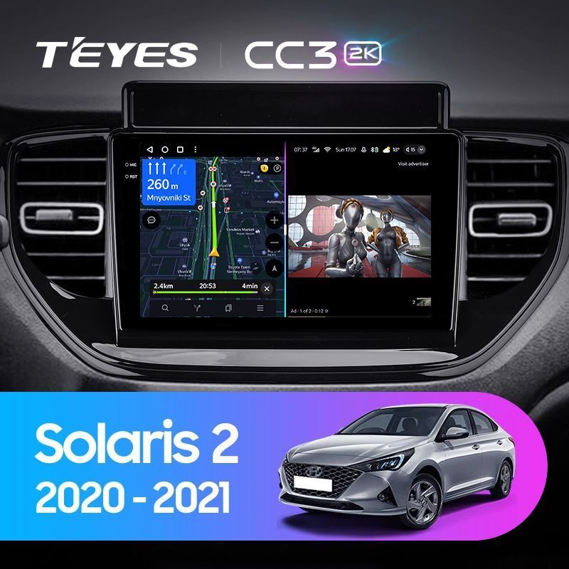 Штатная магнитола Teyes CC3 2K для Hyundai Solaris 2 2017-2018 на Android 10