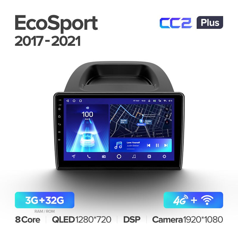Штатная магнитола Teyes CC2PLUS для Ford EcoSport 2017-2021 на Android 10