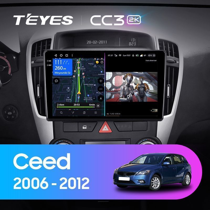 Штатная магнитола Teyes CC3 2K для KIA Ceed 2006-2012 на Android 10