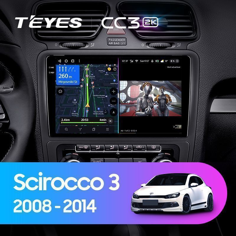 Штатная магнитола Teyes CC3 2K для Volkswagen Scirocco 3 Mk3 2008-2014 на Android 10