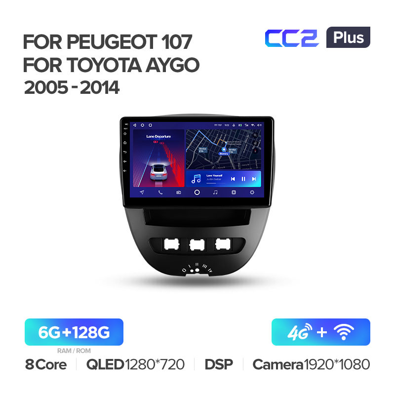 Штатная магнитола Teyes CC2PLUS для Peugeot Peugeot 107 1 2005-2014 на Android 10