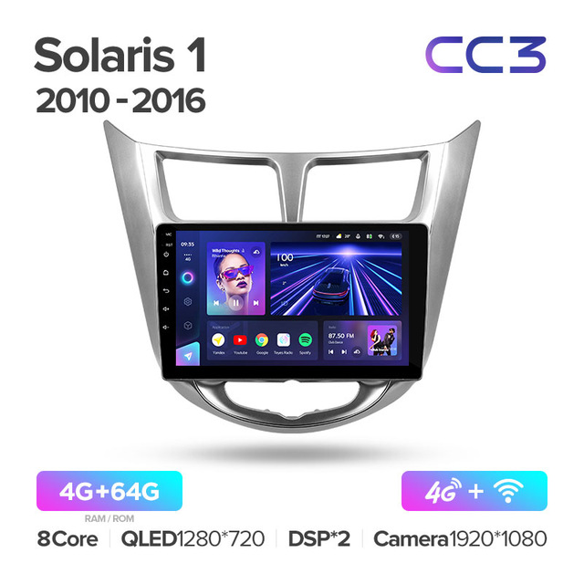 Штатная магнитола Teyes CC3 для Hyundai Solaris 1 2010-2016 на Android 10