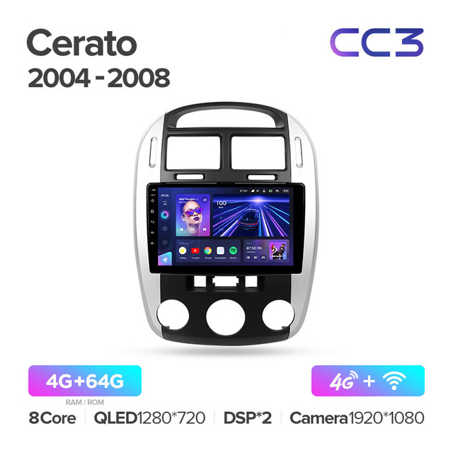 Штатная магнитола Teyes CC3 для KIA Cerato 1 LD 2004-2008 на Android 10