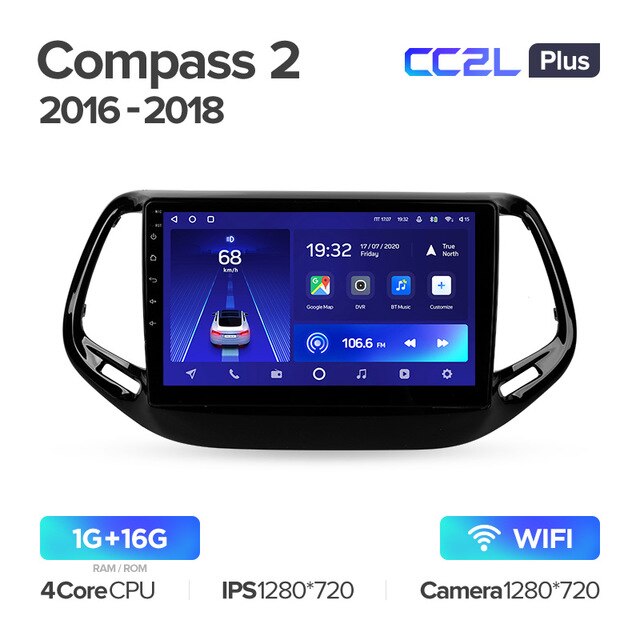 Штатная магнитола Teyes CC2L PLUS для Jeep Compass II MP 2016-2018 на Android 8.1
