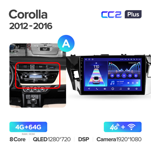 Штатная магнитола Teyes CC2PLUS для Toyota Corolla XI 2012-2016 на Android 10