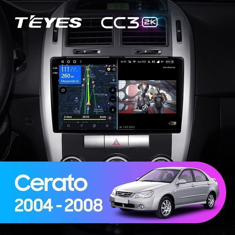 Штатная магнитола Teyes CC3 2K для KIA Cerato 1 LD 2004-2008 на Android 10