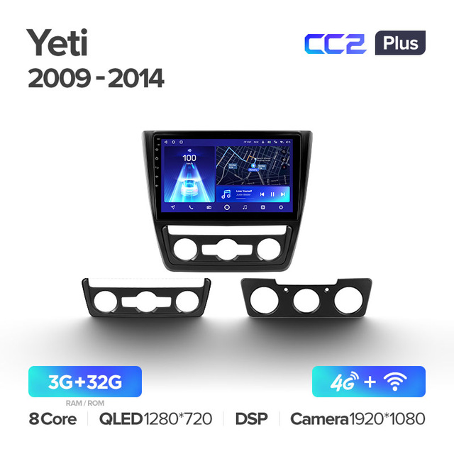 Штатная магнитола Teyes CC2PLUS для Skoda  Yeti 5L 2009-2014 на Android 10