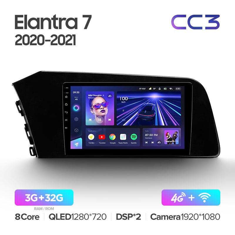 Штатная магнитола Teyes CC3 для Hyundai Elantra 7 CN7 2020-2021 на Android 10