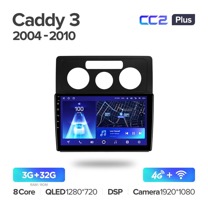 Штатная магнитола Teyes CC2PLUS для Volkswagen Caddy 2K 3 2004-2010 на Android 10