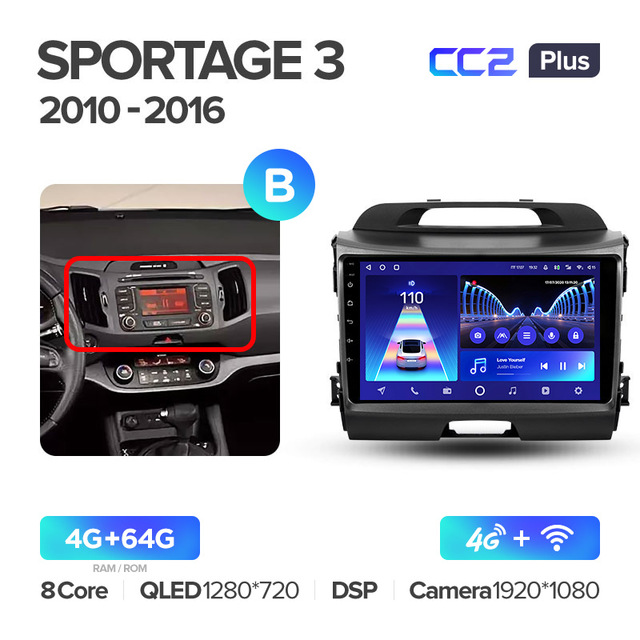 Штатная магнитола Teyes CC2PLUS для KIA Sportage 3 SL 2010-2016 на Android 10