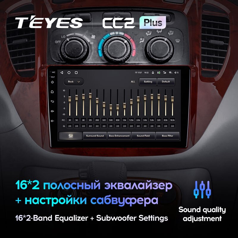 Штатная магнитола Teyes CC2PLUS для Toyota Highlander 1 XU20 2001-2007 на Android 10
