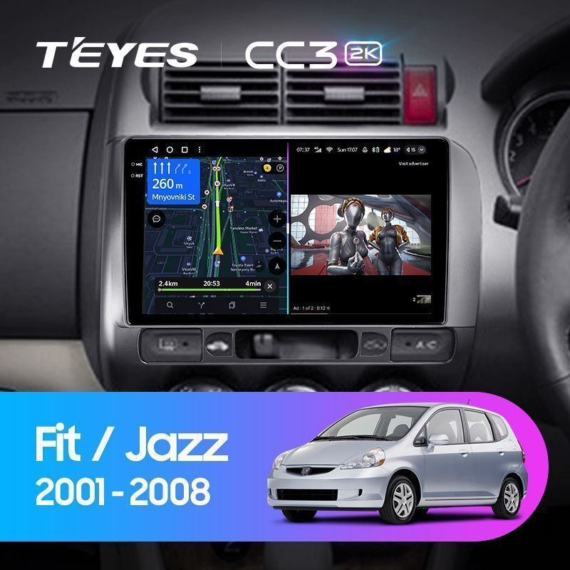 Штатная магнитола Teyes CC3 2K для Honda Fit GD Jazz GD 2001-2008 Right hand driver на Android 10