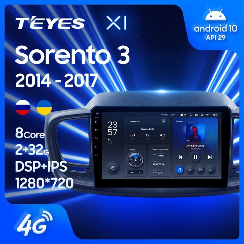 Штатная магнитола Teyes X1 для KIA Sorento 3 UM 2015-2018 на Android 10