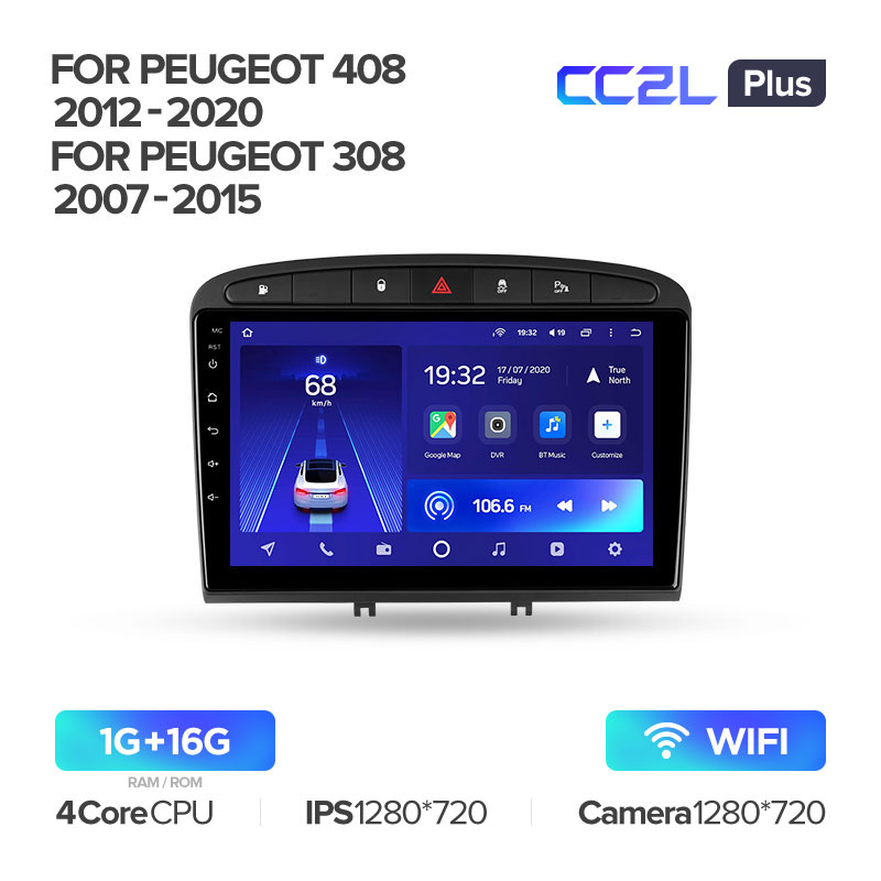 Штатная магнитола Teyes CC2L PLUS для Peugeot 408 1 2012-2020 на Android 8.1