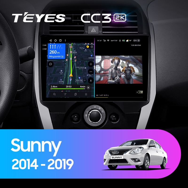 Штатная магнитола Teyes CC3 2K для Nissan Sunny 2014-2018 на Android 10