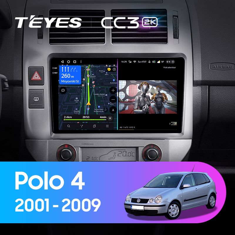 Штатная магнитола Teyes CC3 2K для Volkswagen Polo 4 2001-2009 на Android 10