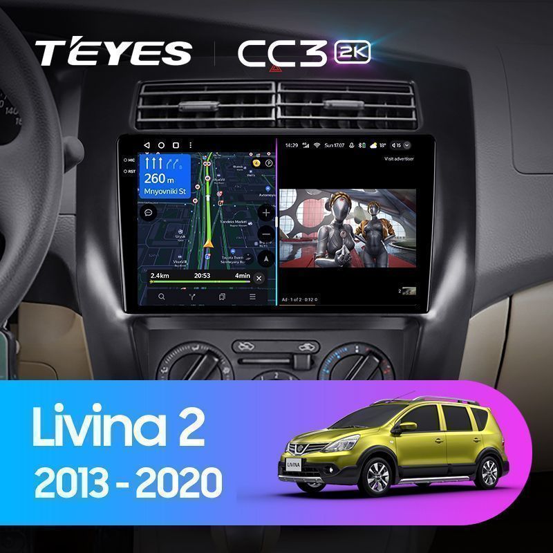 Штатная магнитола Teyes CC3 2K для Nissan Livina 2 2013-2020 на Android 10