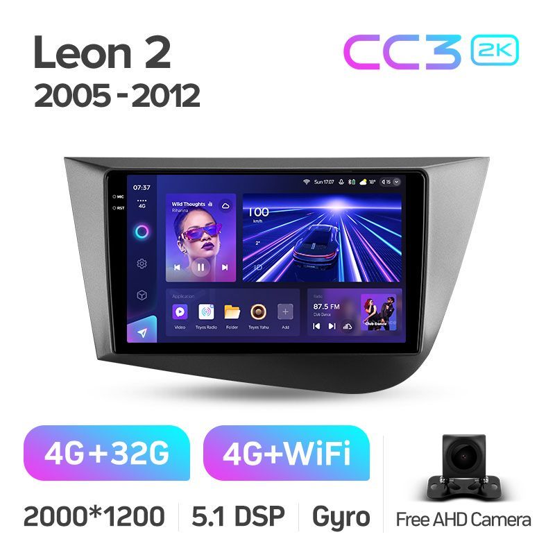 Штатная магнитола Teyes CC3 2K для Seat Leon 2 2005-2012 на Android 10